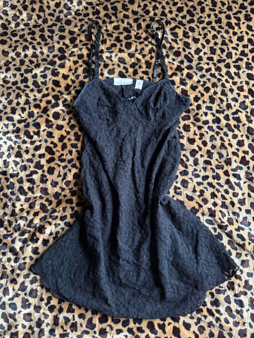 Victoria Secret Black Lace Slip Dress with Spaghetti Straps